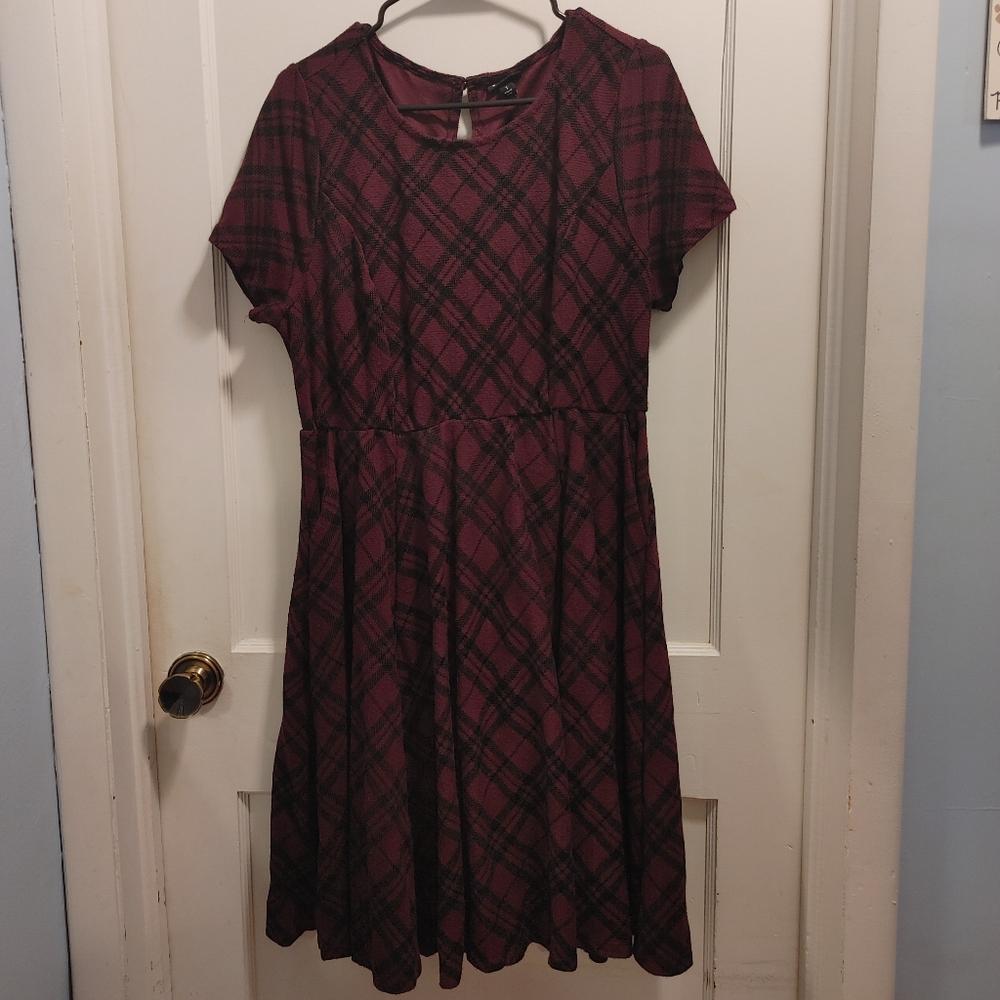 Torrid Burgundy and Black Plaid Dress